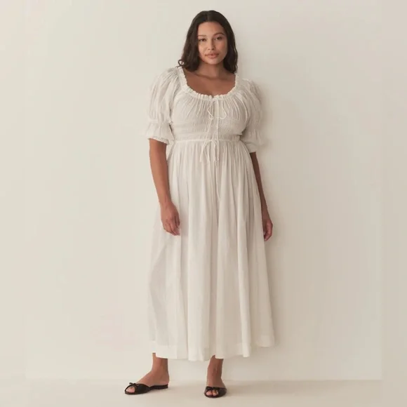 Chiclody White Work Dress With Sleeves Lace Dress Plus Size Mid Calf Dresses  Seta T Women's